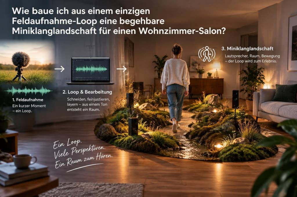 Wie baue ich aus einem einzigen Feldaufnahme‑Loop eine begehbare Miniklanglandschaft für einen Wohnzimmer‑Salon
